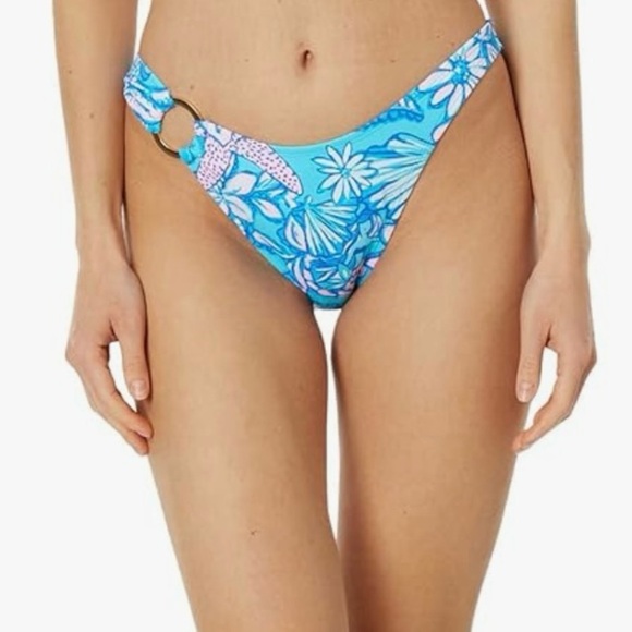 Lilly Pulitzer kilen bikini bottom Floral Blue Women's Swimwear Sz 16 nwt - Picture 1 of 10